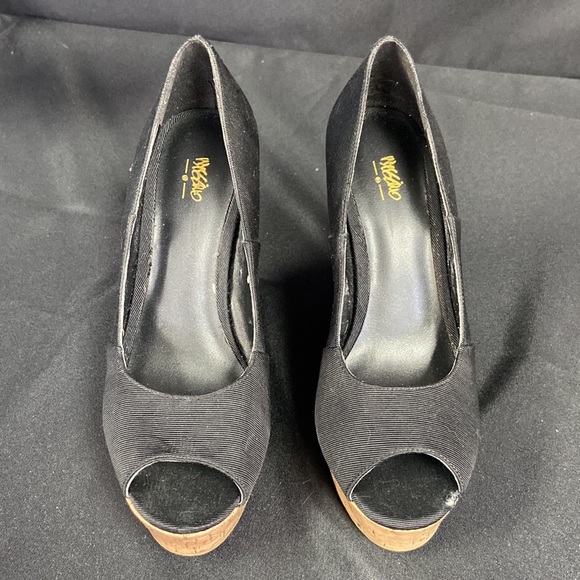 MOSSIMO Target Black Platform Cork Wedge Heel Peep toe (1288) - Picture 2 of 6